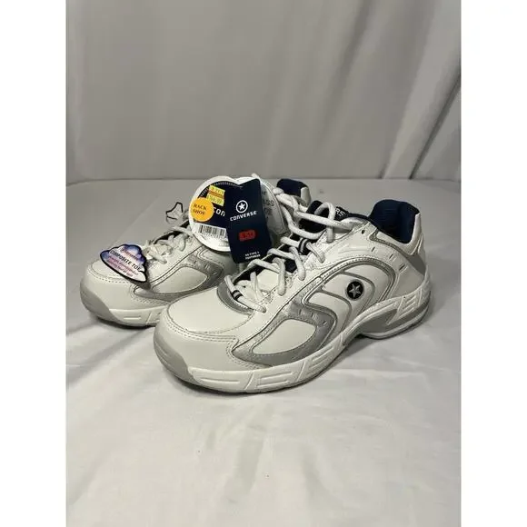 Converse Women-10 Men-8 Comp.Toe Slip Resistant White Stealth Shoes C440 NWT - Picture 2 of 9